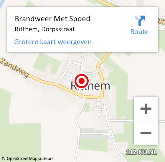 Locatie op kaart van de 112 melding: Brandweer Met Spoed Naar Ritthem, Dorpsstraat op 9 september 2021 17:18