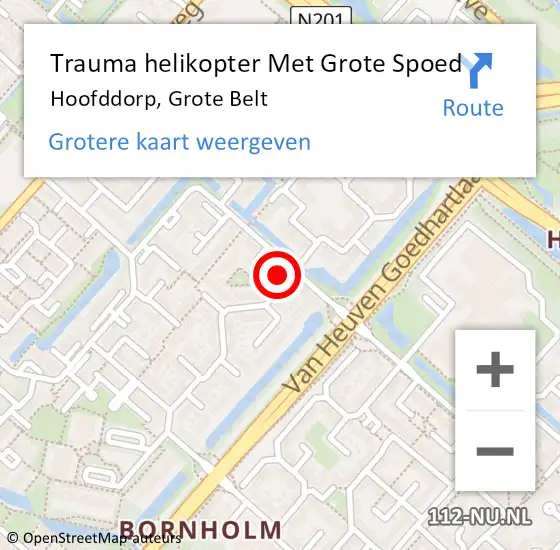 Locatie op kaart van de 112 melding: Trauma helikopter Met Grote Spoed Naar Hoofddorp, Grote Belt op 9 september 2021 17:19