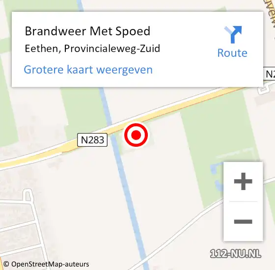 Locatie op kaart van de 112 melding: Brandweer Met Spoed Naar Eethen, Provincialeweg-Zuid op 9 september 2021 17:26