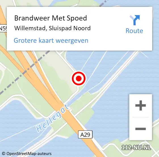 Locatie op kaart van de 112 melding: Brandweer Met Spoed Naar Willemstad, Sluispad Noord op 9 september 2021 17:32