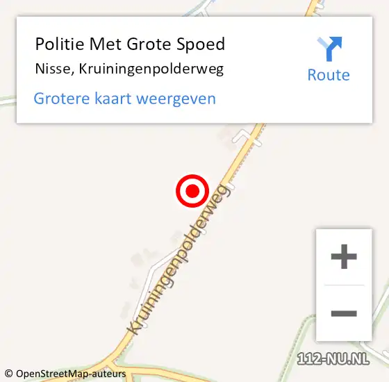 Locatie op kaart van de 112 melding: Politie Met Grote Spoed Naar Nisse, Kruiningenpolderweg op 9 september 2021 17:36