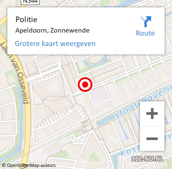 Locatie op kaart van de 112 melding: Politie Apeldoorn, Zonnewende op 9 september 2021 17:49