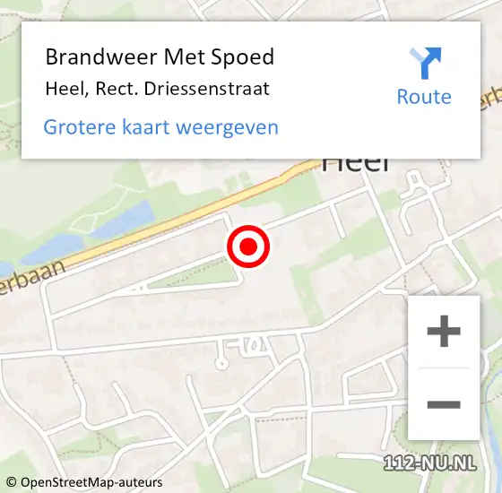 Locatie op kaart van de 112 melding: Brandweer Met Spoed Naar Heel, Rect. Driessenstraat op 9 september 2021 17:51