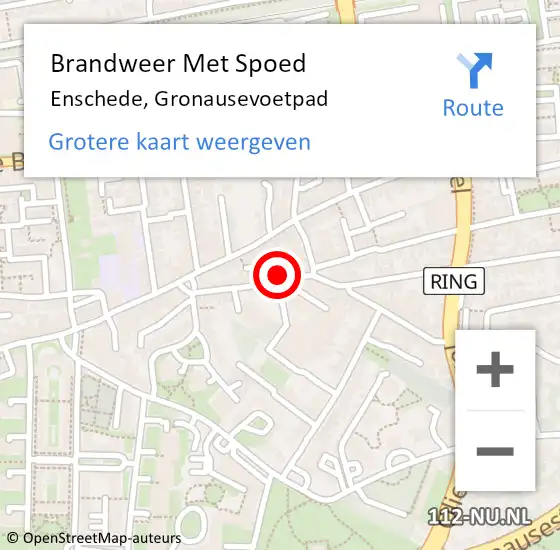 Locatie op kaart van de 112 melding: Brandweer Met Spoed Naar Enschede, Gronausevoetpad op 9 september 2021 17:52