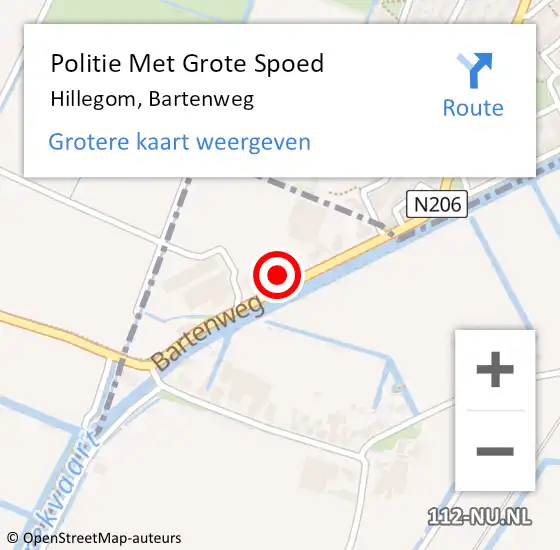 Locatie op kaart van de 112 melding: Politie Met Grote Spoed Naar Hillegom, Bartenweg op 9 september 2021 17:55