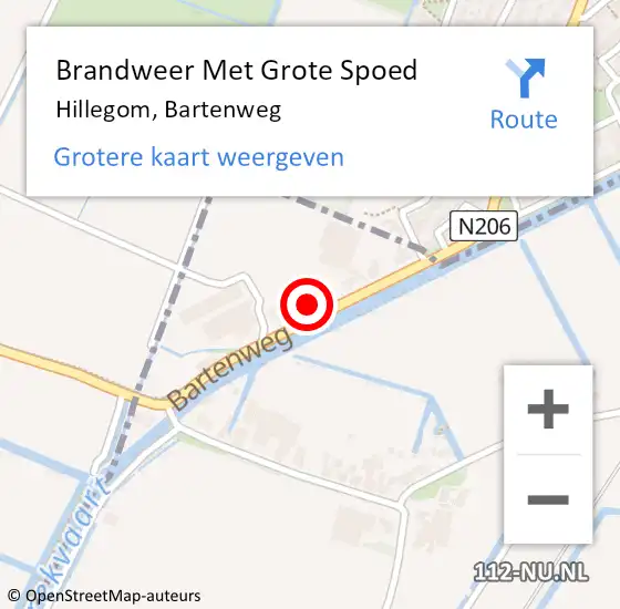 Locatie op kaart van de 112 melding: Brandweer Met Grote Spoed Naar Hillegom, Bartenweg op 9 september 2021 17:56