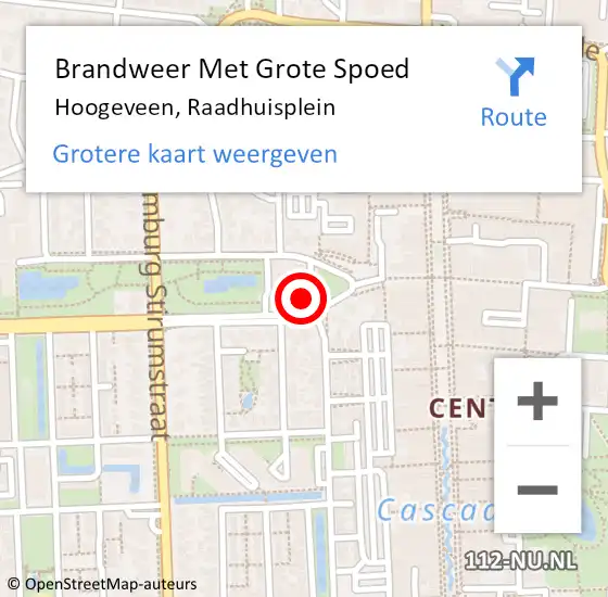 Locatie op kaart van de 112 melding: Brandweer Met Grote Spoed Naar Hoogeveen, Raadhuisplein op 9 september 2021 18:00