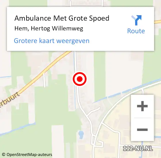 Locatie op kaart van de 112 melding: Ambulance Met Grote Spoed Naar Hem, Hertog Willemweg op 9 september 2021 18:06