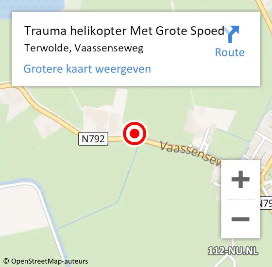 Locatie op kaart van de 112 melding: Trauma helikopter Met Grote Spoed Naar Terwolde, Vaassenseweg op 9 september 2021 18:09