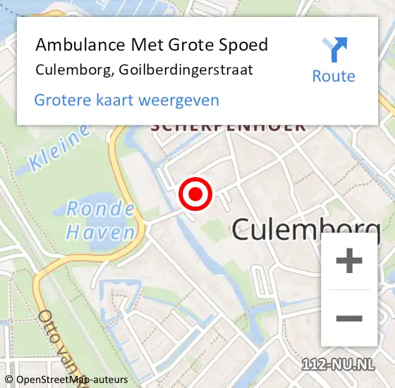 Locatie op kaart van de 112 melding: Ambulance Met Grote Spoed Naar Culemborg, Goilberdingerstraat op 9 september 2021 18:13