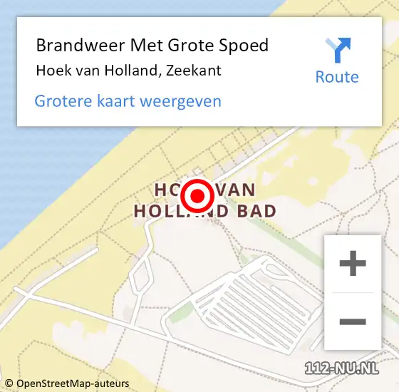 Locatie op kaart van de 112 melding: Brandweer Met Grote Spoed Naar Hoek van Holland, Zeekant op 9 september 2021 18:25