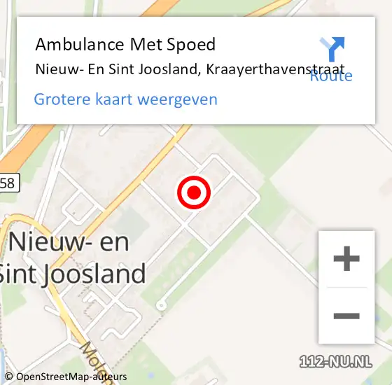 Locatie op kaart van de 112 melding: Ambulance Met Spoed Naar Nieuw- En Sint Joosland, Kraayerthavenstraat op 22 juni 2014 13:06