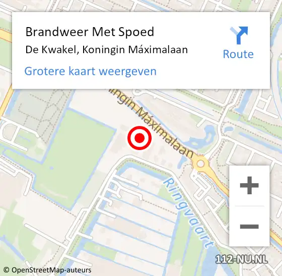 Locatie op kaart van de 112 melding: Brandweer Met Spoed Naar De Kwakel, Koningin Máximalaan op 9 september 2021 18:32