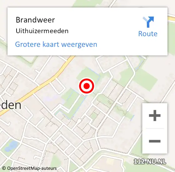 Locatie op kaart van de 112 melding: Brandweer Uithuizermeeden op 9 september 2021 18:33