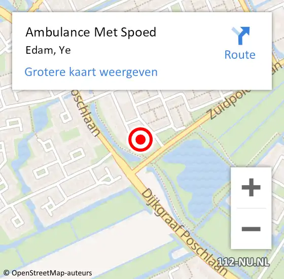 Locatie op kaart van de 112 melding: Ambulance Met Spoed Naar Edam, Ye op 9 september 2021 18:36