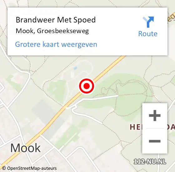 Locatie op kaart van de 112 melding: Brandweer Met Spoed Naar Mook, Groesbeekseweg op 9 september 2021 18:40