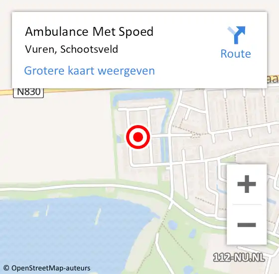 Locatie op kaart van de 112 melding: Ambulance Met Spoed Naar Vuren, Schootsveld op 9 september 2021 18:49