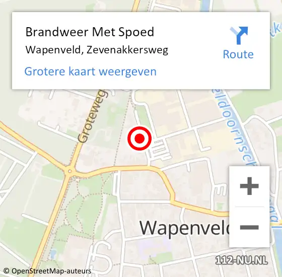 Locatie op kaart van de 112 melding: Brandweer Met Spoed Naar Wapenveld, Zevenakkersweg op 9 september 2021 18:51