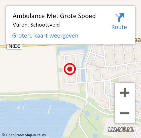 Locatie op kaart van de 112 melding: Ambulance Met Grote Spoed Naar Vuren, Schootsveld op 9 september 2021 18:55