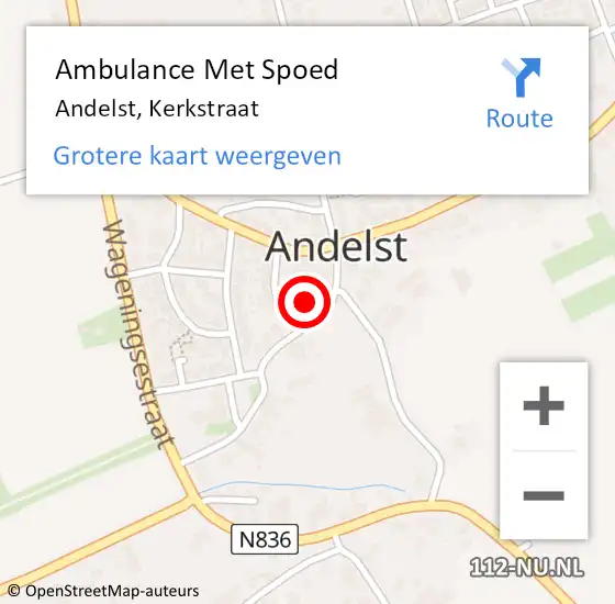 Locatie op kaart van de 112 melding: Ambulance Met Spoed Naar Andelst, Kerkstraat op 9 september 2021 19:27