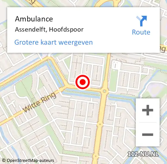 Locatie op kaart van de 112 melding: Ambulance Assendelft, Hoofdspoor op 9 september 2021 19:50