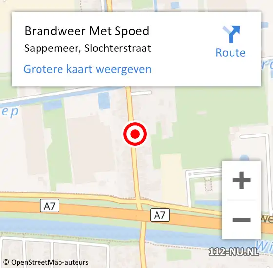 Locatie op kaart van de 112 melding: Brandweer Met Spoed Naar Sappemeer, Slochterstraat op 9 september 2021 20:35
