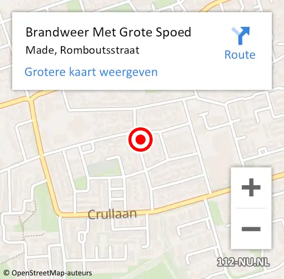 Locatie op kaart van de 112 melding: Brandweer Met Grote Spoed Naar Made, Romboutsstraat op 9 september 2021 20:41