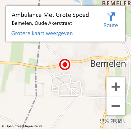 Locatie op kaart van de 112 melding: Ambulance Met Grote Spoed Naar Bemelen, Oude Akerstraat op 22 juni 2014 13:16