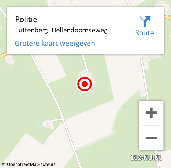 Locatie op kaart van de 112 melding: Politie Luttenberg, Hellendoornseweg op 9 september 2021 21:27