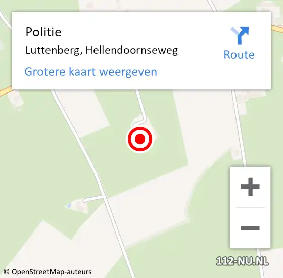 Locatie op kaart van de 112 melding: Politie Luttenberg, Hellendoornseweg op 9 september 2021 21:28