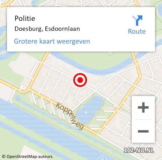 Locatie op kaart van de 112 melding: Politie Doesburg, Esdoornlaan op 9 september 2021 21:51