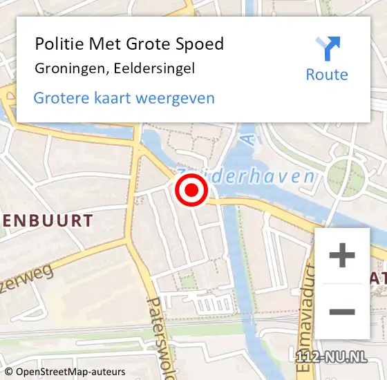 Locatie op kaart van de 112 melding: Politie Met Grote Spoed Naar Groningen, Eeldersingel op 9 september 2021 22:02