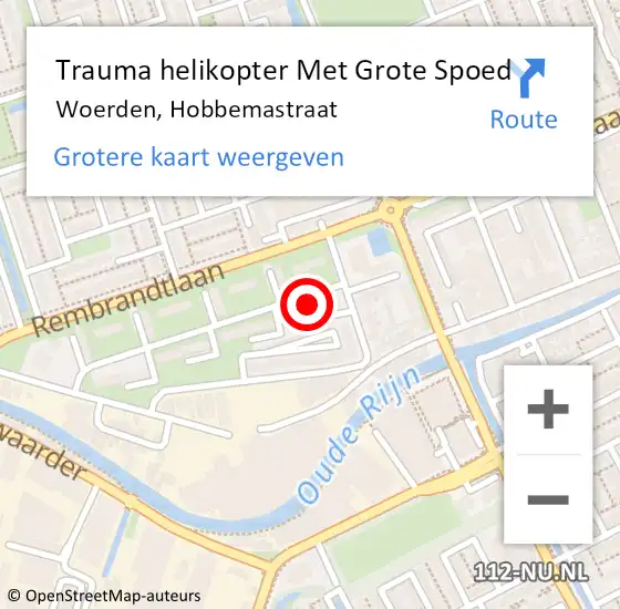 Locatie op kaart van de 112 melding: Trauma helikopter Met Grote Spoed Naar Woerden, Hobbemastraat op 9 september 2021 22:30