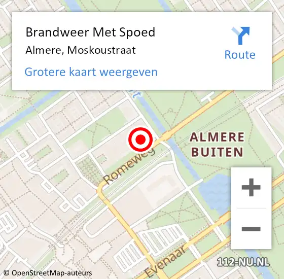 Locatie op kaart van de 112 melding: Brandweer Met Spoed Naar Almere, Moskoustraat op 9 september 2021 23:24