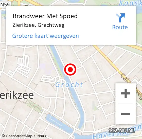 Locatie op kaart van de 112 melding: Brandweer Met Spoed Naar Zierikzee, Grachtweg op 10 september 2021 00:24