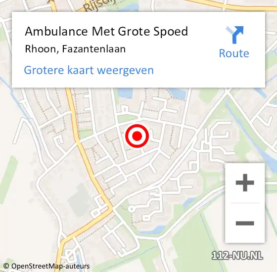 Locatie op kaart van de 112 melding: Ambulance Met Grote Spoed Naar Rhoon, Fazantenlaan op 10 september 2021 00:49