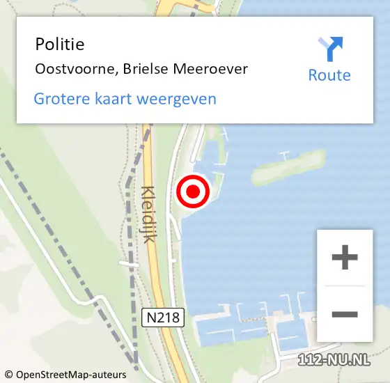 Locatie op kaart van de 112 melding: Politie Oostvoorne, Brielse Meeroever op 10 september 2021 01:43