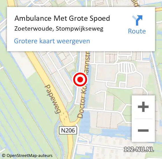 Locatie op kaart van de 112 melding: Ambulance Met Grote Spoed Naar Zoeterwoude, Stompwijkseweg op 10 september 2021 01:49