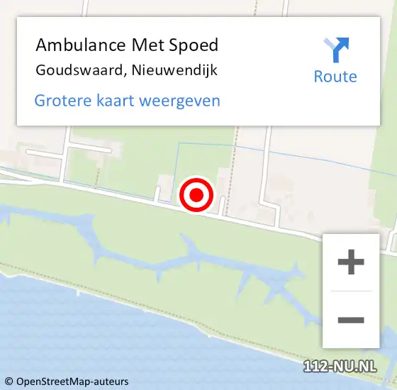 Locatie op kaart van de 112 melding: Ambulance Met Spoed Naar Goudswaard, Nieuwendijk op 10 september 2021 01:50