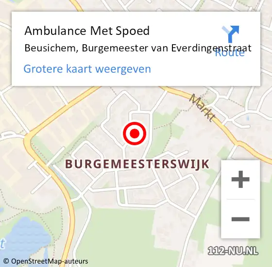 Locatie op kaart van de 112 melding: Ambulance Met Spoed Naar Beusichem, Burgemeester van Everdingenstraat op 10 september 2021 01:52