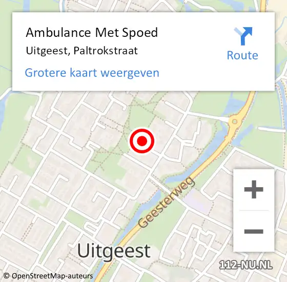 Locatie op kaart van de 112 melding: Ambulance Met Spoed Naar Uitgeest, Paltrokstraat op 10 september 2021 01:55