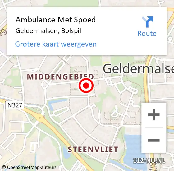 Locatie op kaart van de 112 melding: Ambulance Met Spoed Naar Geldermalsen, Bolspil op 10 september 2021 02:03