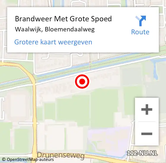 Locatie op kaart van de 112 melding: Brandweer Met Grote Spoed Naar Waalwijk, Bloemendaalweg op 10 september 2021 02:04