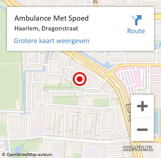 Locatie op kaart van de 112 melding: Ambulance Met Spoed Naar Haarlem, Dragonstraat op 10 september 2021 03:06