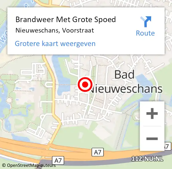 Locatie op kaart van de 112 melding: Brandweer Met Grote Spoed Naar Nieuweschans, Voorstraat op 10 september 2021 03:14