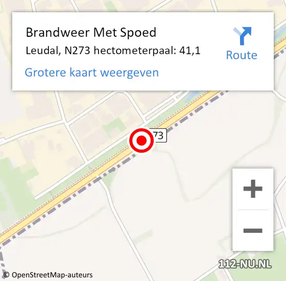 Locatie op kaart van de 112 melding: Brandweer Met Spoed Naar Leudal, N273 hectometerpaal: 41,1 op 10 september 2021 03:34