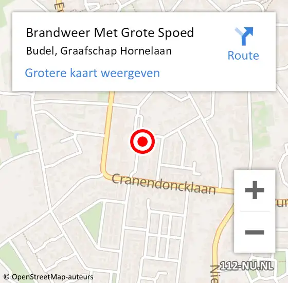 Locatie op kaart van de 112 melding: Brandweer Met Grote Spoed Naar Budel, Graafschap Hornelaan op 10 september 2021 04:08