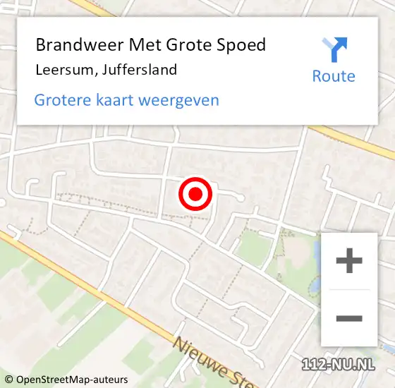 Locatie op kaart van de 112 melding: Brandweer Met Grote Spoed Naar Leersum, Juffersland op 10 september 2021 04:22