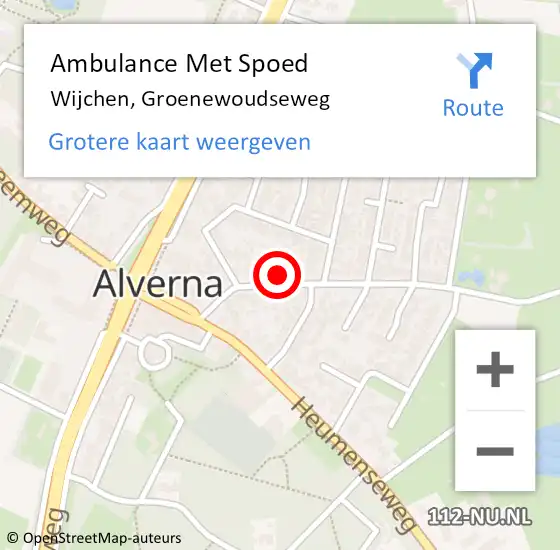 Locatie op kaart van de 112 melding: Ambulance Met Spoed Naar Wijchen, Groenewoudseweg op 10 september 2021 05:40