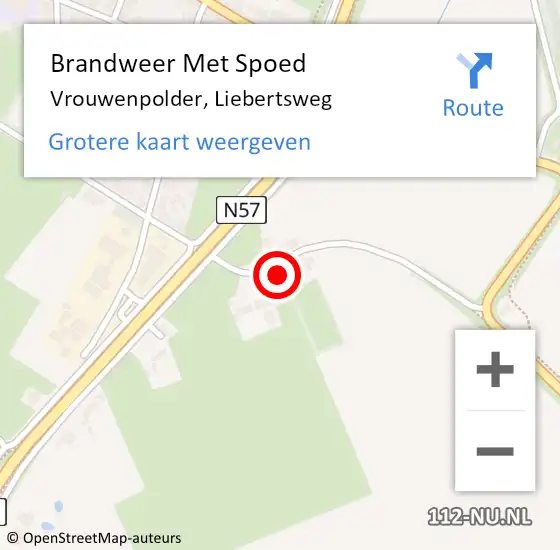 Locatie op kaart van de 112 melding: Brandweer Met Spoed Naar Vrouwenpolder, Liebertsweg op 10 september 2021 07:11